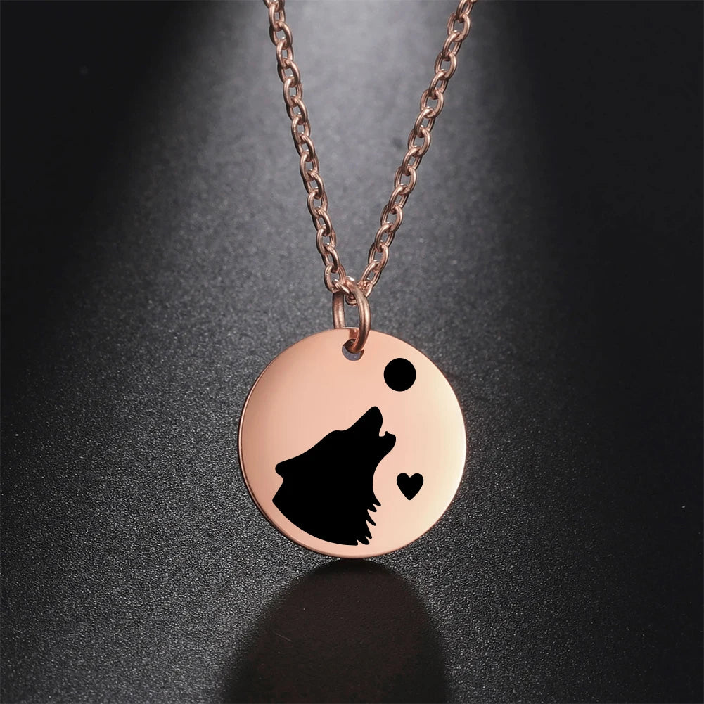 Wolf Moon Pendant Necklace — Silver