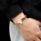 Cross Braslet Men Stainless Steel Armband For Men 7MM Link Chain Mens Bracelets Birthday Gfts For Boyfriend Logo Name