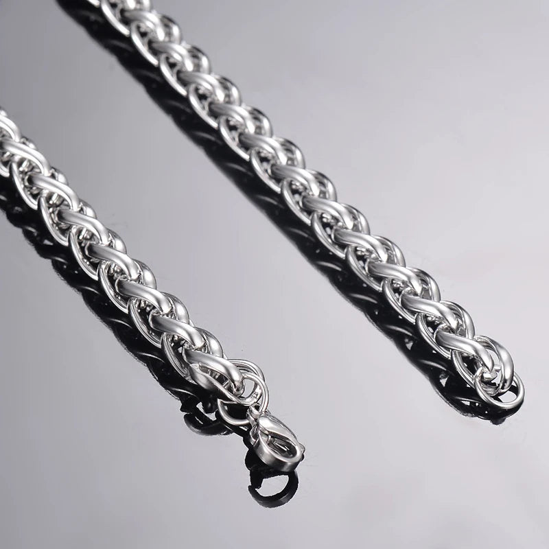 Keel Link Chain Stainless Steel Necklace for Men Women Braided Wheat Chain 2.5/3/4/5/6mm Daily Jewelry