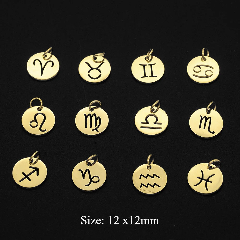 Zodiac Sign Charm Earrings Set — Stainless Steel