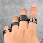 Simple Punk Retro Black Stainless Steel Mens Rings for Women Couple Lover Boy Girlfriend Biker Jewelry Creativity Gift