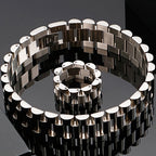 Gold Color 16MM Wide Watch Strap Link Chain Bracelet Men Stainless Steel Mens Bracelets Male Jewellery Accessories