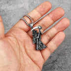 Grim Reaper Scythe Skull Pendant — Stainless Steel