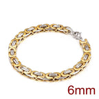 6/8/10mm Width Punk Byzantine Chain Bracelet for Men Gold Black Silver Color Stainless Steel Mens Heavy Bracelets Jewelry