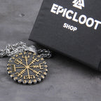 Helm of Awe Vegvisir Rune Necklace — Stainless Steel