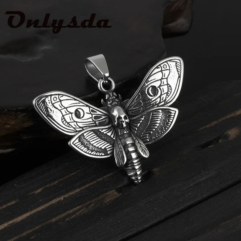 Cool Butterfly Skull Pattern Metal Pendant Necklace For Men Harajuku Vintage Punk Animal Gothic Choker Necklace Jewelry