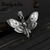 Gothic Skull Butterfly Pendant Necklace — Steel
