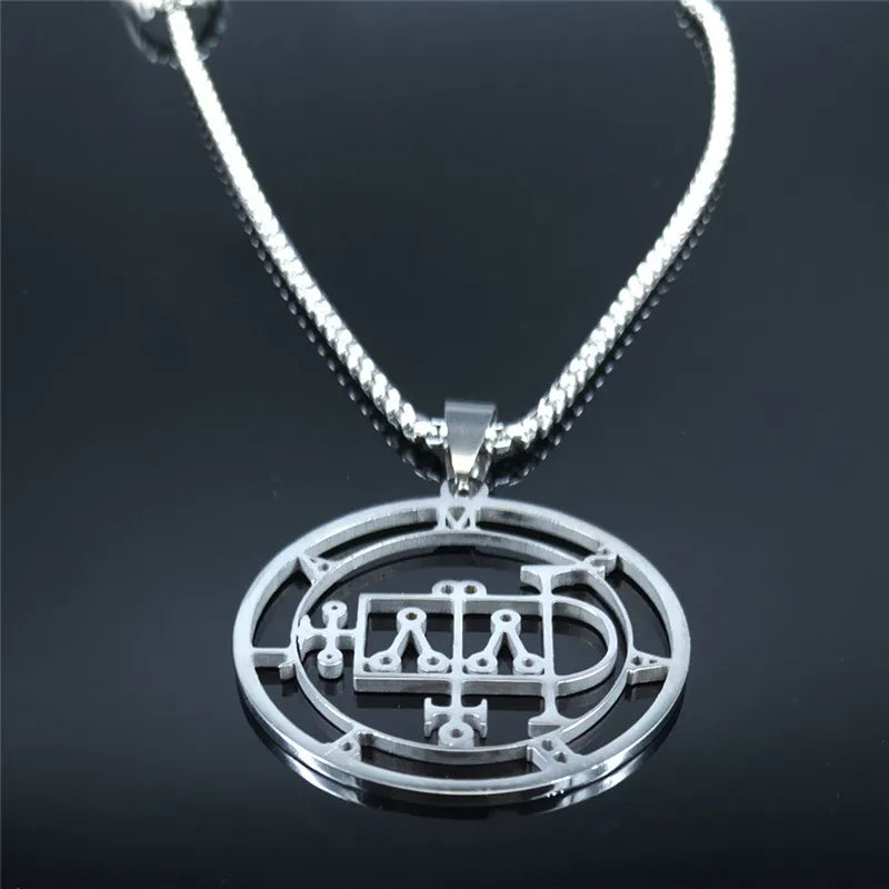 Demon Seal Silver Chain Necklace — Stainless Steel