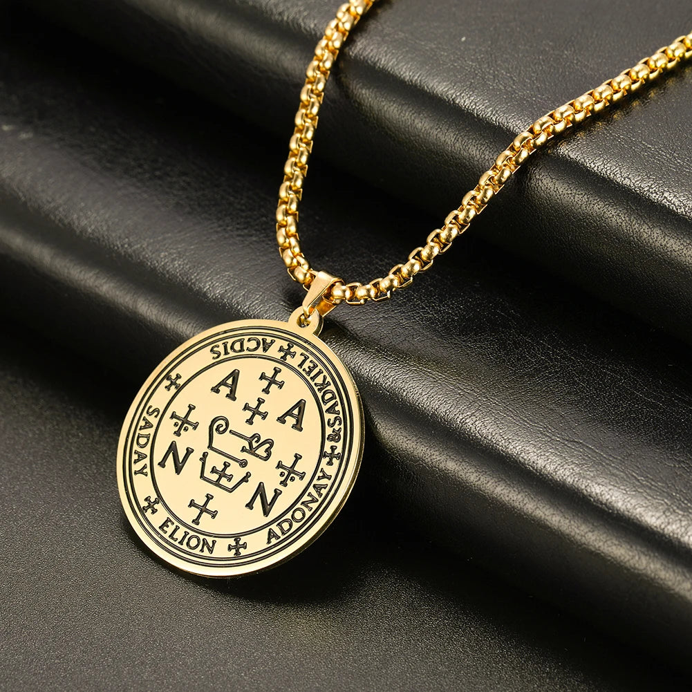 COOLTIME Supernatural Amulet Men Pendant Necklace Stainless Steel Archangel Michael Raphael Uriel Gabrie Angel Talisman