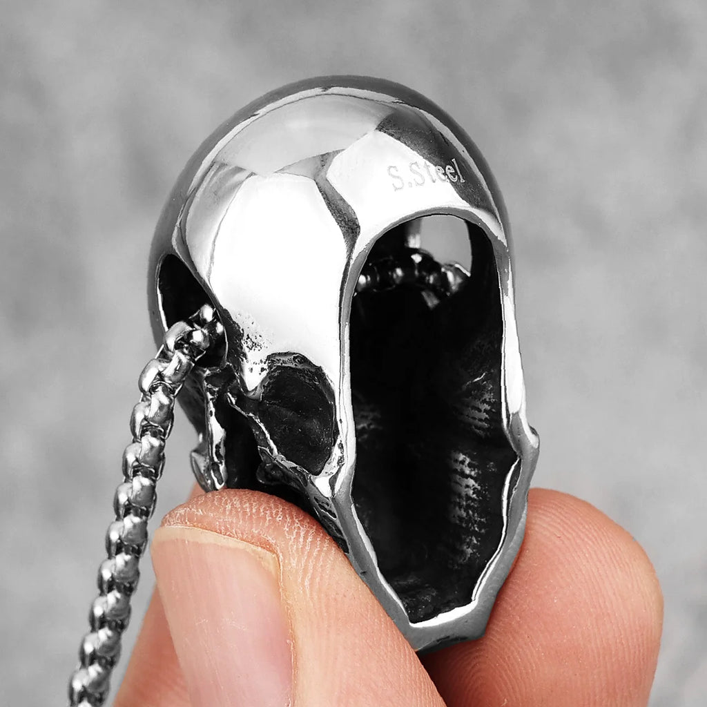 Gothic Reality Skull Stainless Steel Men Necklaces Pendants Chain Punk for Boyfriend Male Jewelry Creativity Gift
