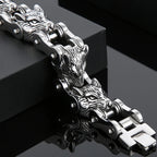 Rock and Roll Men's Bracelet Heavy And Study 20MM Bike Chain Wolf Head Bracelets For Man Massive Male Biker Jewelry