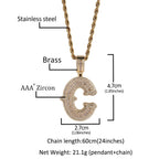 UWIN Initial Letter Pendant Necklace for Women Men Iced Out baguettecz Zircon Charms with Tennis Chain Hip Hop Jewelry