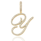 TOPGRILLZ New A-Z Cursive Letters Name Pendant&Necklace Iced Out Cubic Zircon Gold Silver Color Charm  Hip Hop Jewelry