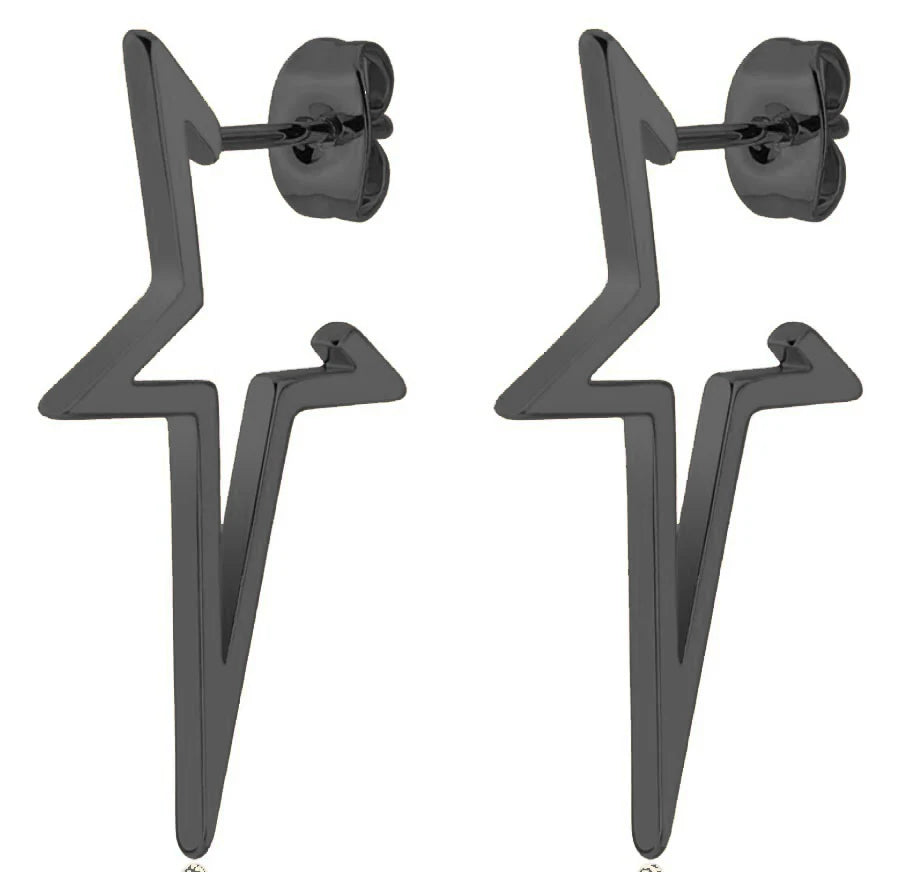 Punk Open Star Stud Earrings Everyday Wear — Stainless Steel