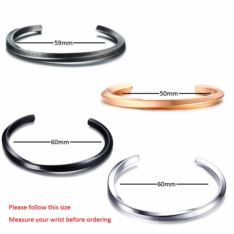Silver Mobius Cuff Bangle Bracelet — Stainless Steel