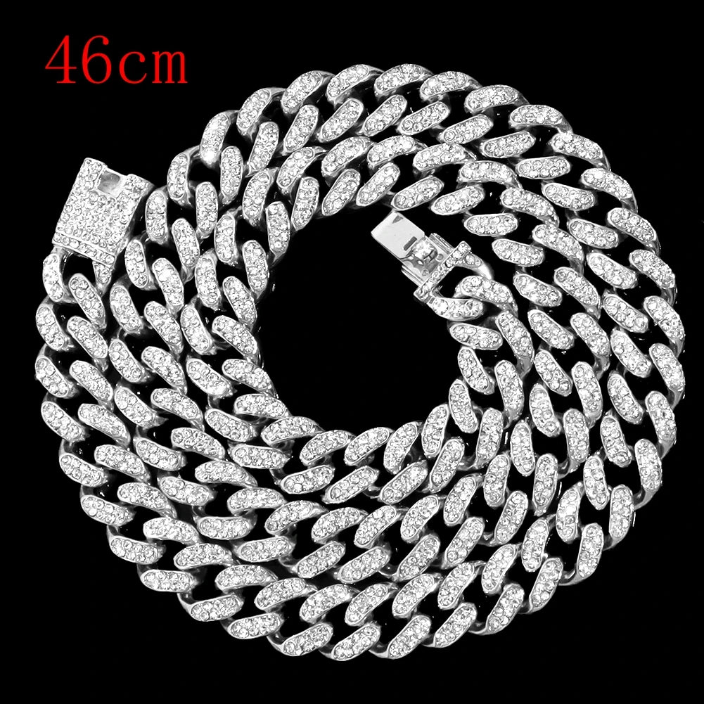 Iced Out Cuban Chain Necklace — Stainless Steel
