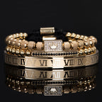 Luxury Royal King Crown Men Bracelets Roman Numeral Bracelet Unique Design Braided Adjustable Bangle Pulseira