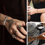 Vnox Retro Nordic Viking Cuff Bangle Bracelets for Men, Stainless Steel Mobius Norse Mythology Runes Amulet Jewelry Dad