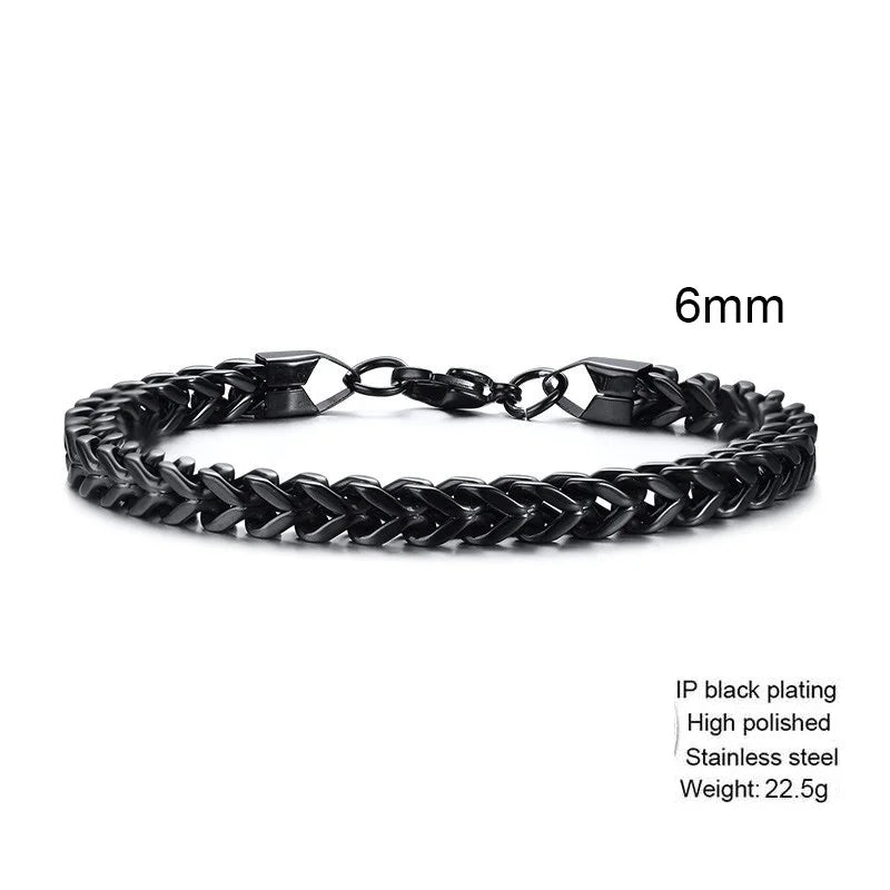 Stylish Stainless Steel Bali Foxtail Chain Bracelet for Men,Double Franco Link Chain Bracelets,Male Jewelry Gift for