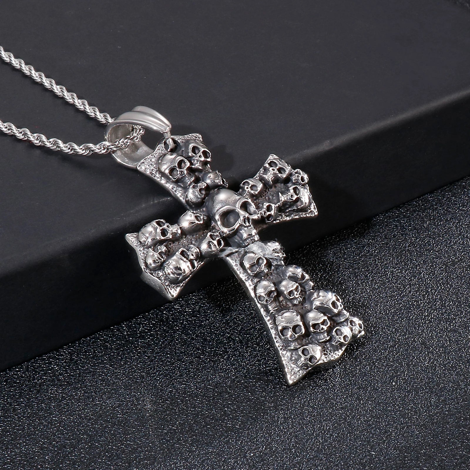 Evil Cross Ghost Skull Pendant Necklace — Stainless