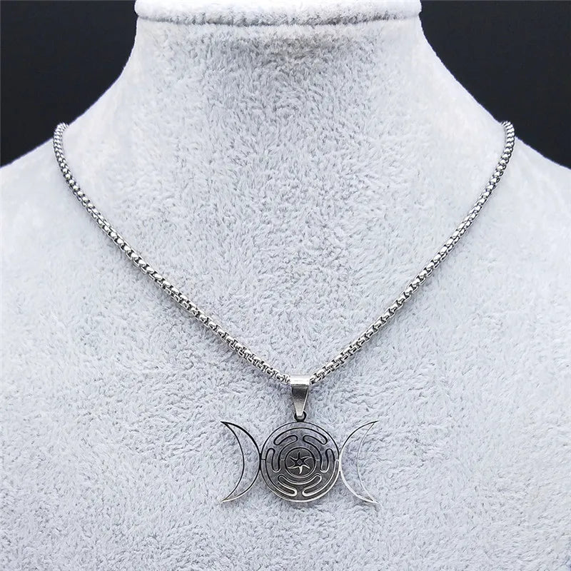 Hekate Wheel Moon Sun Pendant — Stainless