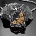 Stainless Steel Norse Mythology Eagle Necklace Men Vikings Raven Never Fade Gold Color Vegvisir Slavic Runes Amulet