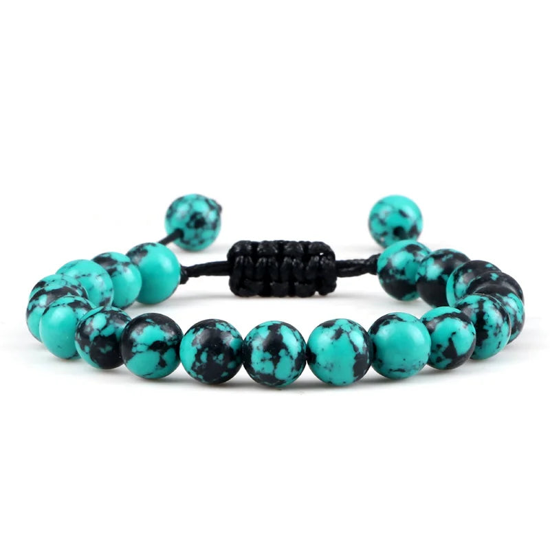 Beads Bracelet Adjustable 8mm Black Onyx Lava Tiger Eye Natural Stone Men Bracelets Healing Yoga Jewelry Gift for Women