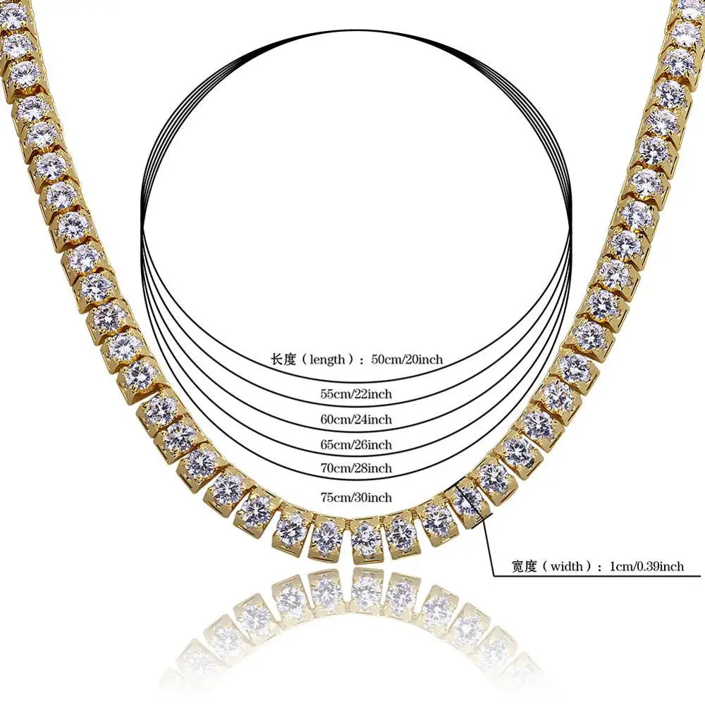 Iced Out Tennis Chain Choker Necklace — Copper Alloy