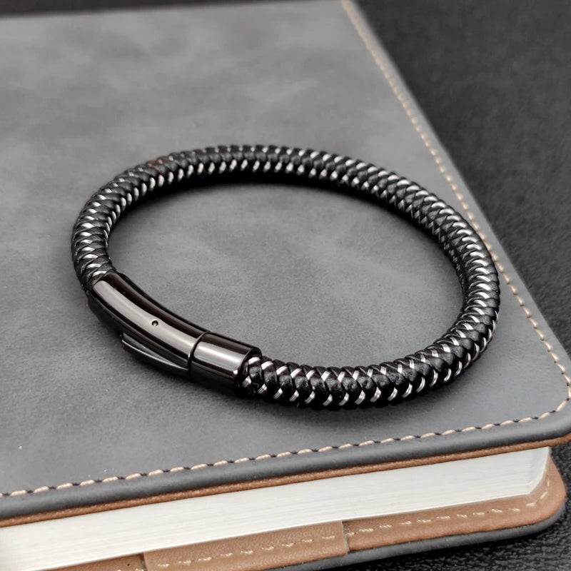 Wire Rope Bracelet Vintage Cuff — Men's 16.5-22cm