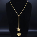Heart Gold Pendant Long Acero Inoxidable Joyeria