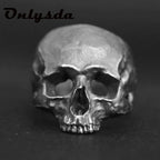 Onlysda Anillo Hombre Stainless Steel Gothic Skull Mask Ring Biker Hiphop rock Jewelry Unique Halloween Gift for Men