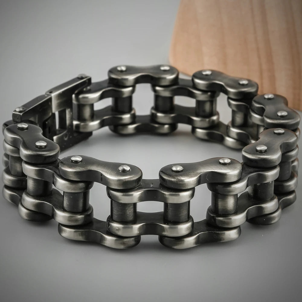 22/24CM Long 21MM Wide Bracelet Men Rock And Roll Motorcycle Chain Men's Bracelets Heavy Stainless Steel Bangles Biker