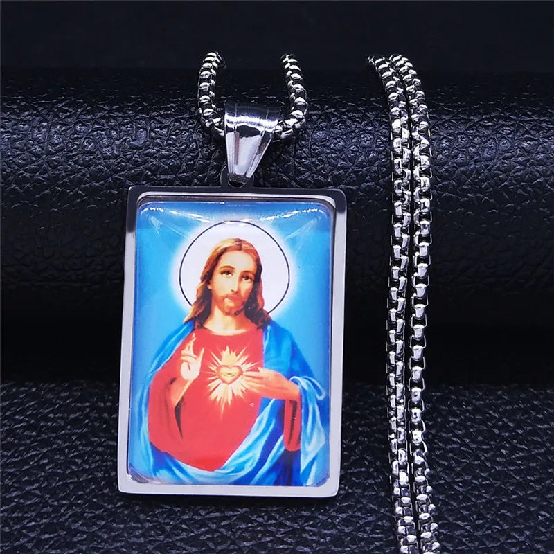 Sacred Heart Jesus Pendant — Silver