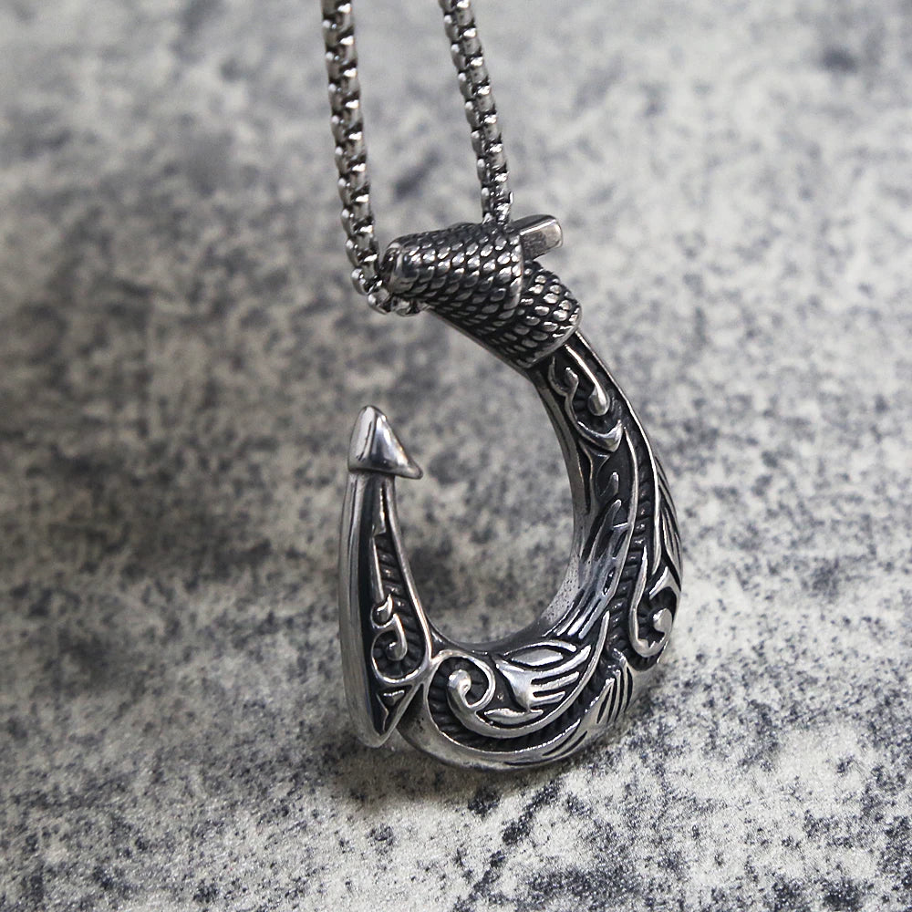 Viking Anchor Hook Pendant — Stainless Steel