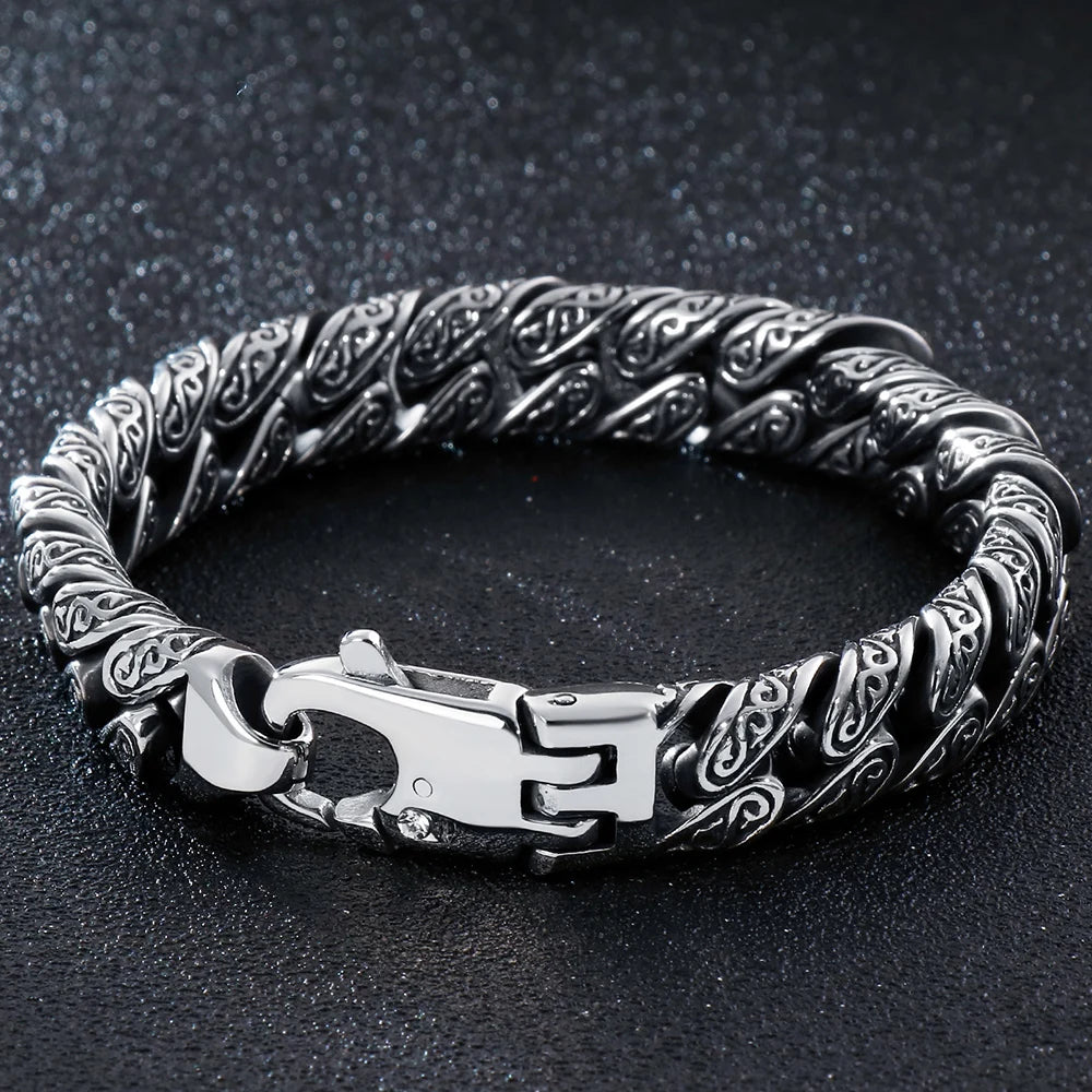 Vintage Heavy Stainless Steel Bracelet For Man Men's Link Chain Bracelets Metal Bangles Armband Hand Jewelry Gifts For