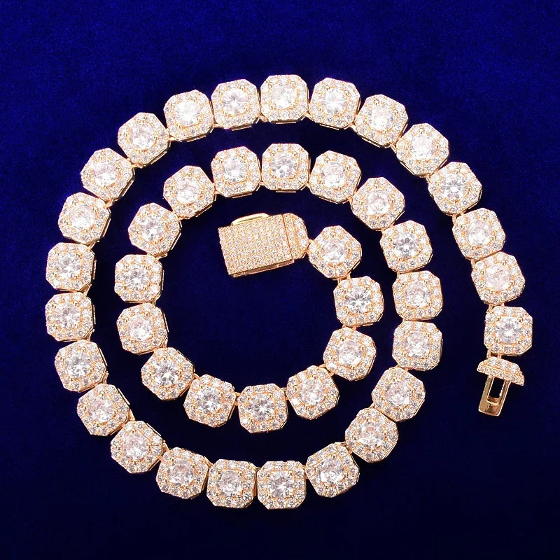 Bubble Letter Clustered Tennis Chain for Men Necklace Hip Hop Zirconia Copper Gold Color Fashion Rock Jewelry 2021 Trend