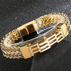 Gold Color Stainless Steel Bracelet for Men 11MM Link Chain Men's On Hand Bands Bracelets Male Jewellery Iron Mannen