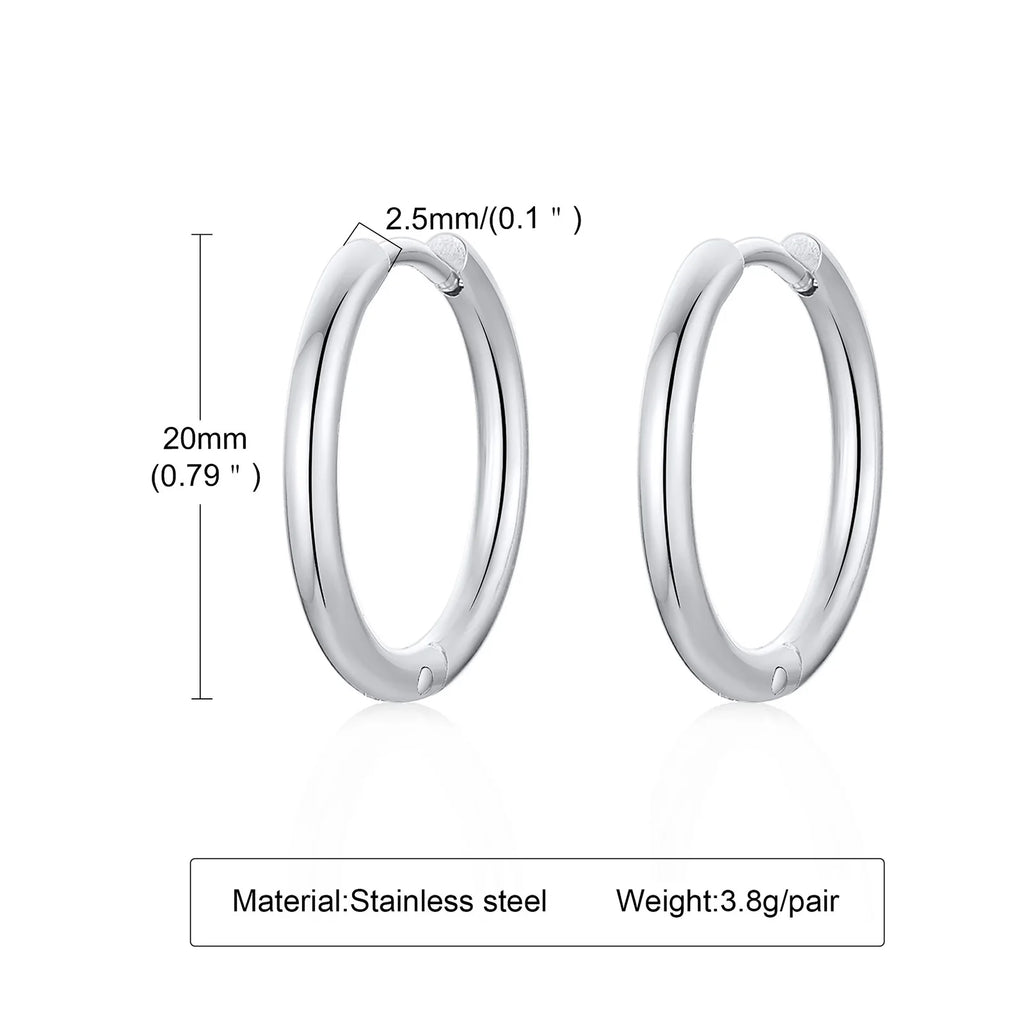Minimal Huggie Hoop Earrings — Stainless Steel
