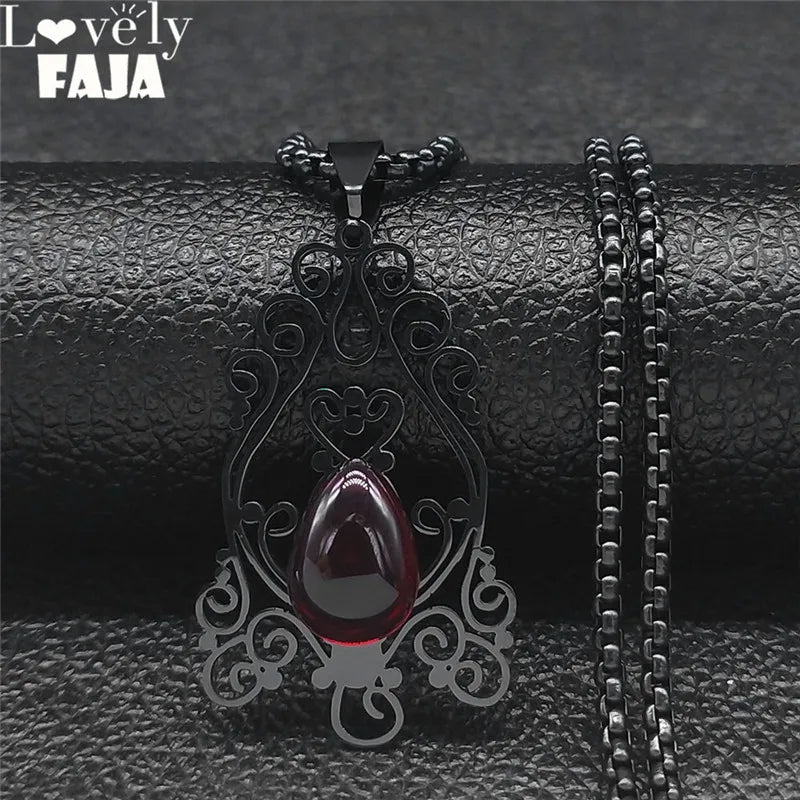 Gothic Flower Pendant Necklace — Stainless Steel
