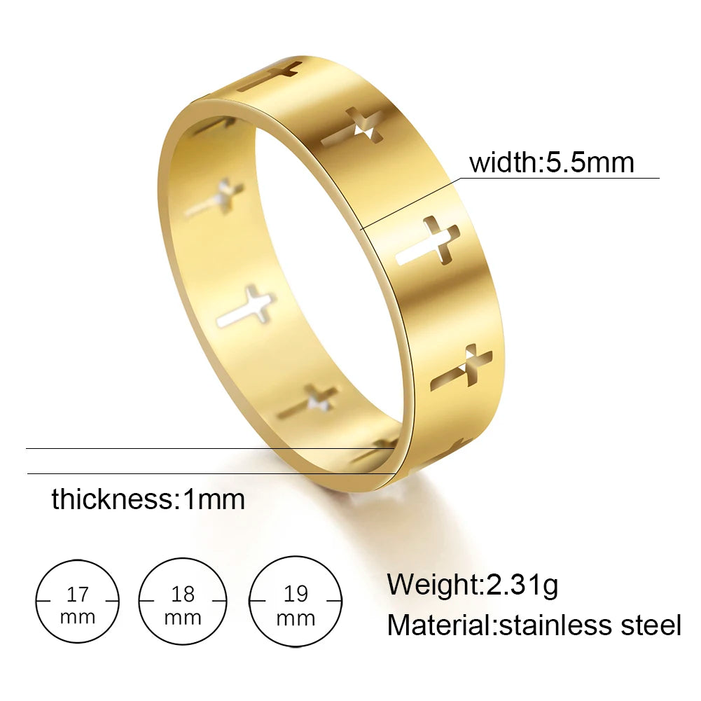 Gothic Wedding Cross Ring — Stainless Steel