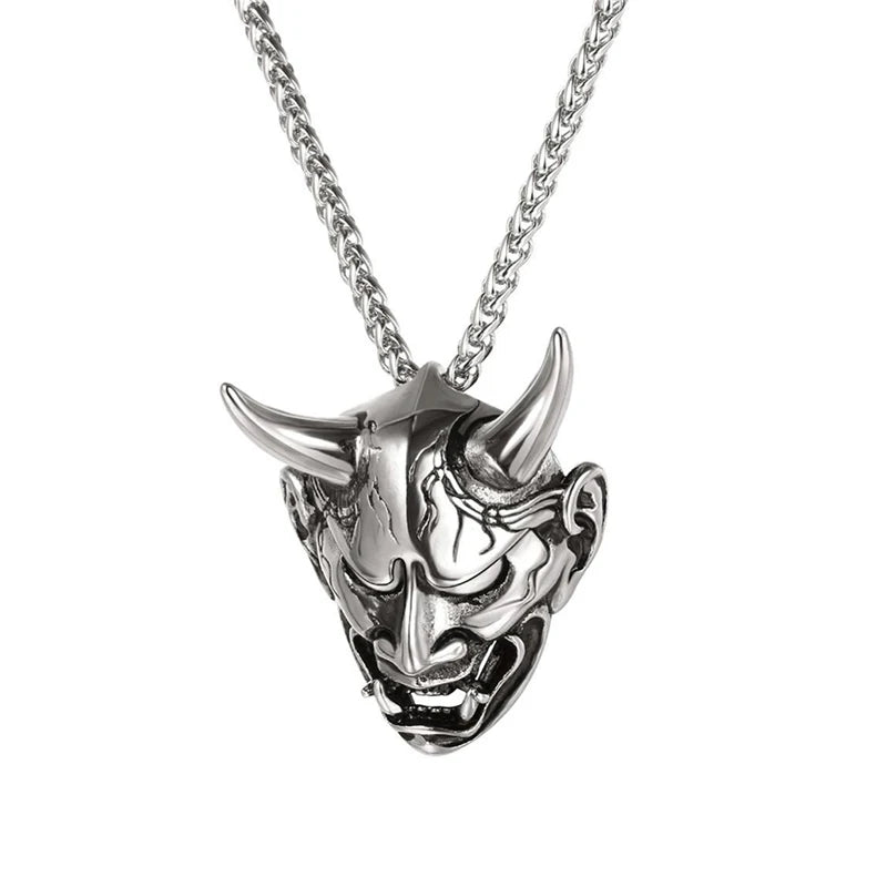 Demon Fang Mask Pendant Necklace — Two-Tone Color