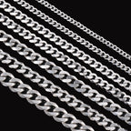 1 Piece Size 3.6mm-9mm Men's Necklace Stainless Steel Cuban Link Chain Bracelet Necklace Steel Color Male Jewelry