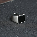 Vnox Stylish Signet Rings for Men, Male Pinky Ring with Black Square CZ Stone,Gold Color Stainless Steel Metal Jewelry
