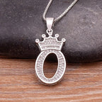 Nidin Luxury A-Z Crown Alphabet Pendant Chain Necklace Punk Style Lucky Initial Name Jewelry Fine Party Wedding