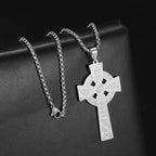 LIKGREAT Vintage Celtics Knot Cross Pendant Necklace for Women Men Stainless Steel Jesus Amulet Charm Chain Jewelry Punk