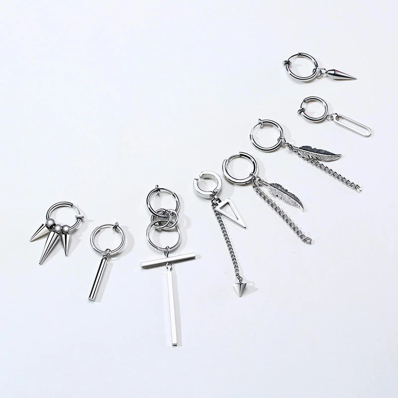 Spike Single Huggie Earrings — Stainless Steel