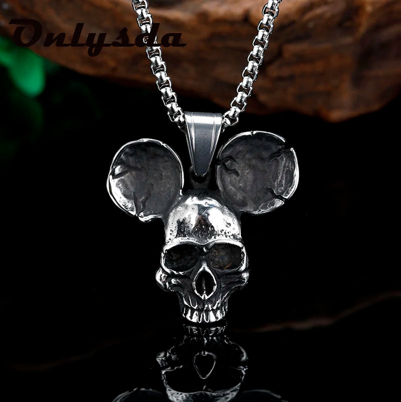 Sliding Skull Pendant Necklace — Stainless Steel