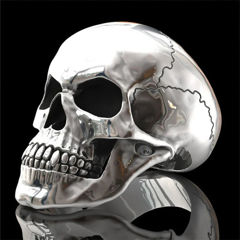 Hip-Hop Men's Biker Rings Ghost Head Skull Rings for Men Gothic Punk Metal Rock Biker Jewelry Accessories