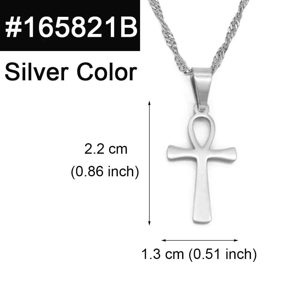 Ankh Cross Egyptian Pendant Necklace — Two-Tone Stainless Steel
