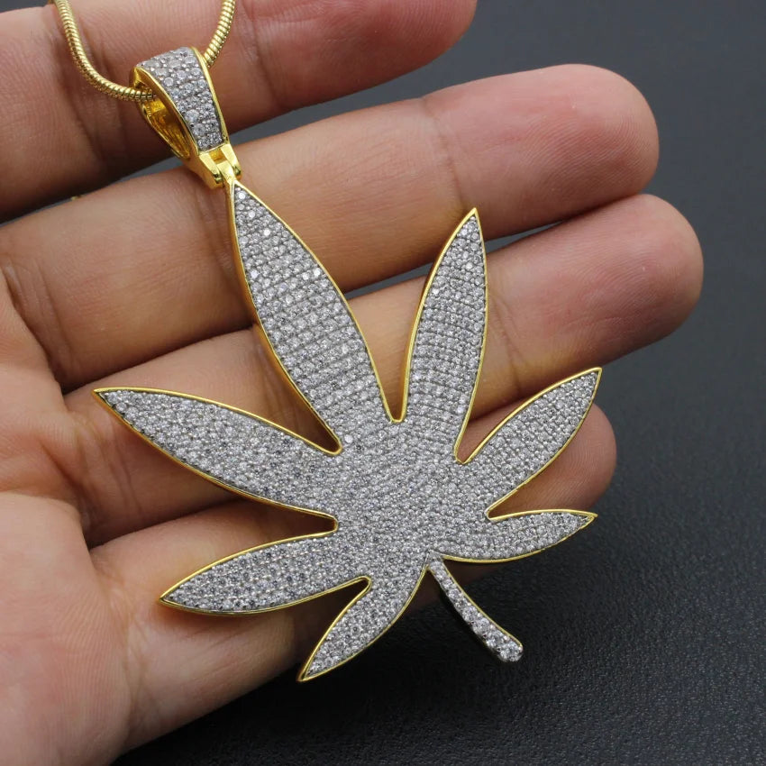 Iced Out Maple Leaf Pendant — 925 Silver